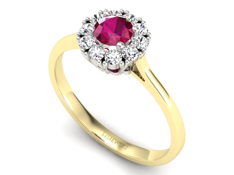 Pierścionek z rubinem i diamentami - p16106zbr - 3