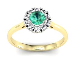 Złoty pierścionek ze szmaragdem i brylantami - p16106zbsm