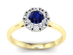 Złoty pierścionek z szafirem i diamentami - p16106zbsz