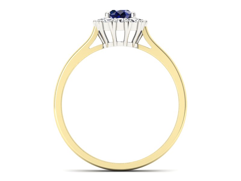 Złoty pierścionek z szafirem i diamentami - p16106zbsz - 2