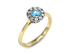 Złoty Pierścionek topaz i brylanty złoto 585 - p16106zbtop