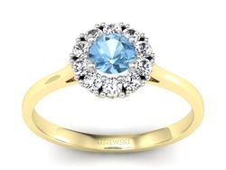 Złoty pierścionek topaz i brylanty złoto - p16106zbtop