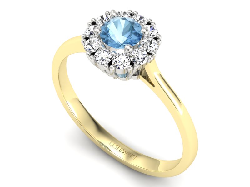 Złoty pierścionek topaz i brylanty złoto - p16106zbtop - 3