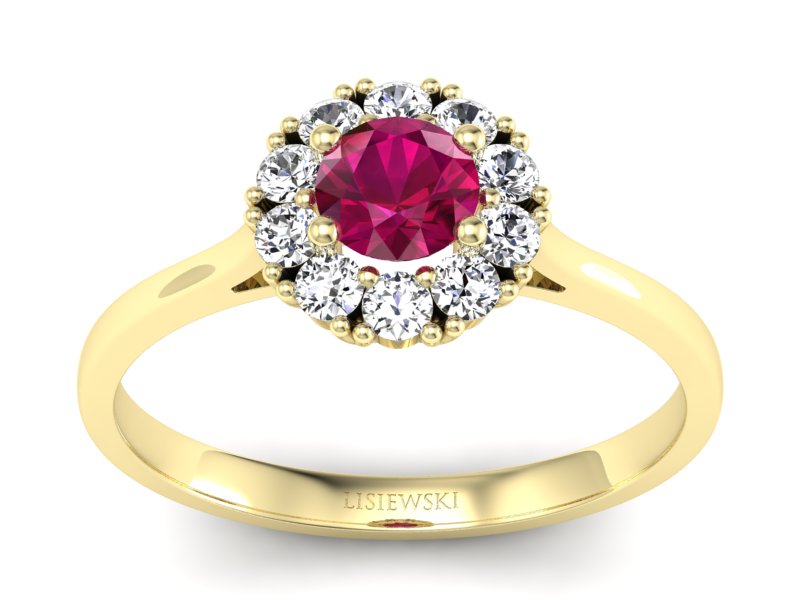 Pierścionek z rubinem i brylantami - p16106zr - 1