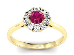 Pierścionek z rubinem i brylantami - p16106zr