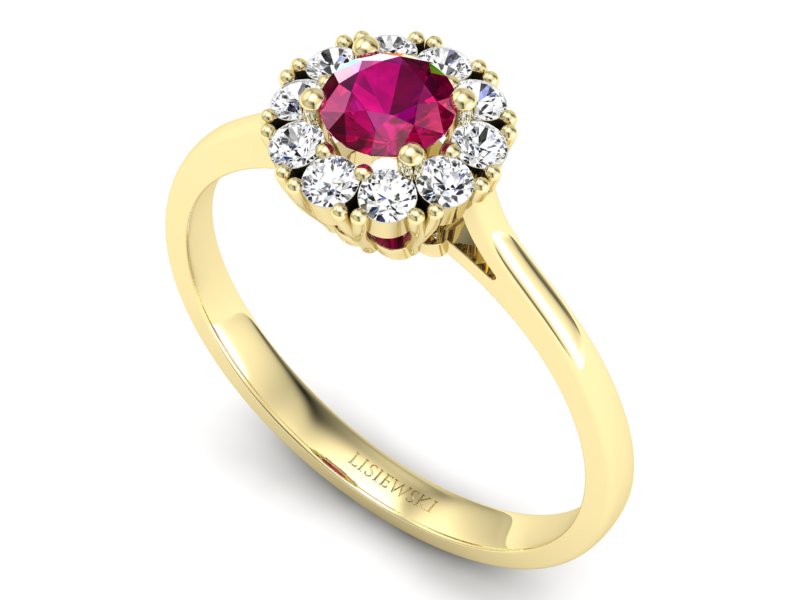 Pierścionek z rubinem i brylantami - p16106zr - 3