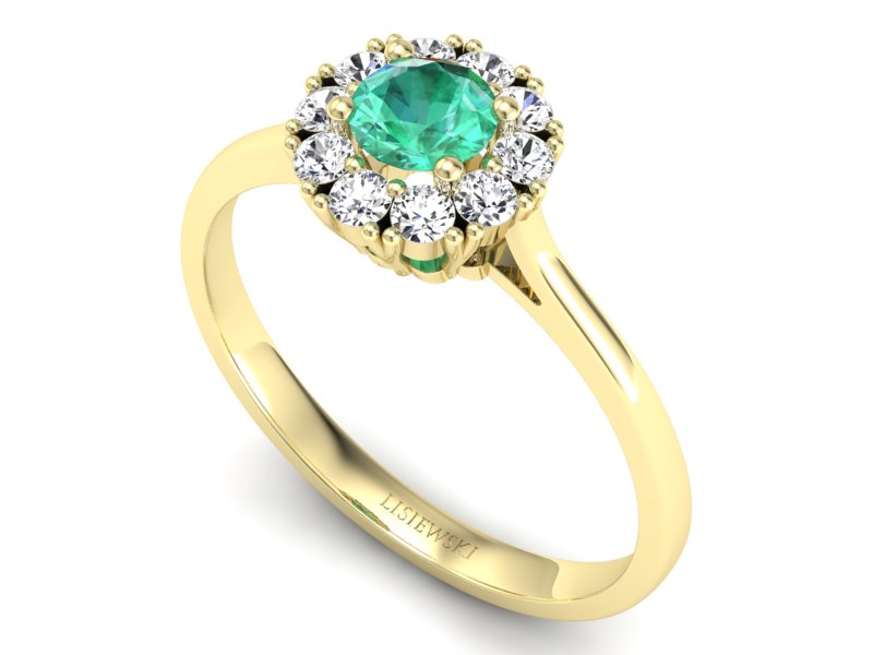 Złoty pierścionek ze szmaragdem i brylantami - p16106zsm - 3