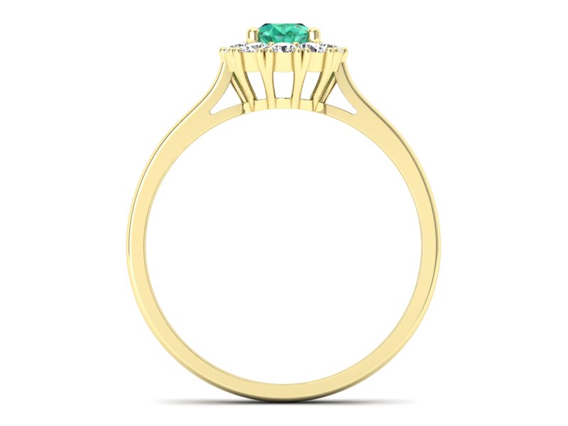 Złoty pierścionek ze szmaragdem i brylantami - p16106zsm - 2