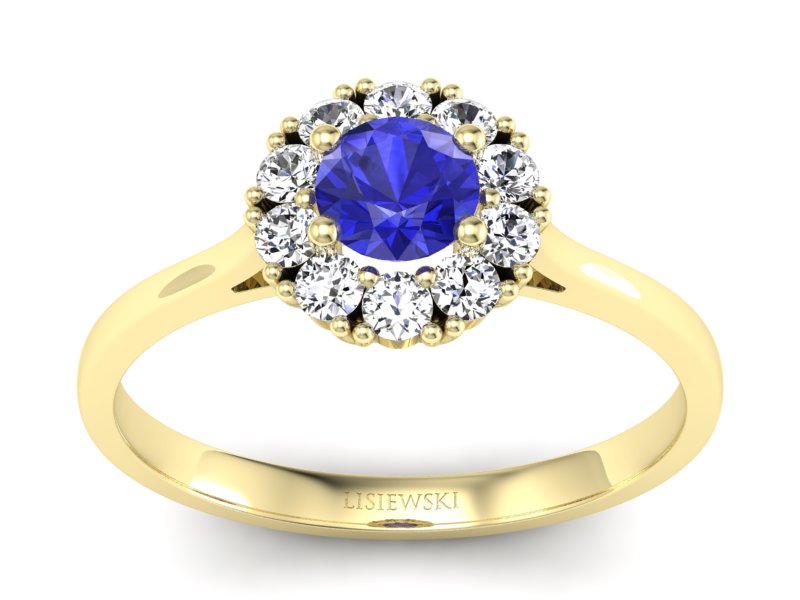 Pierścionek z szafirem i brylantami - p16106zszc - 1