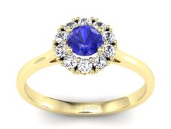 Pierścionek z szafirem i brylantami - p16106zszc