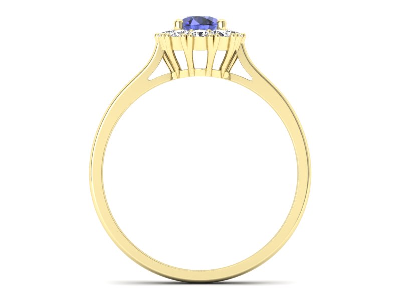 Pierścionek z tanzanitem i brylantami żółte złoto - p16106zt - 2