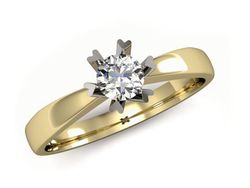 Pierścionek z diamentem żółte i białe złoto 585 - p16112zb
