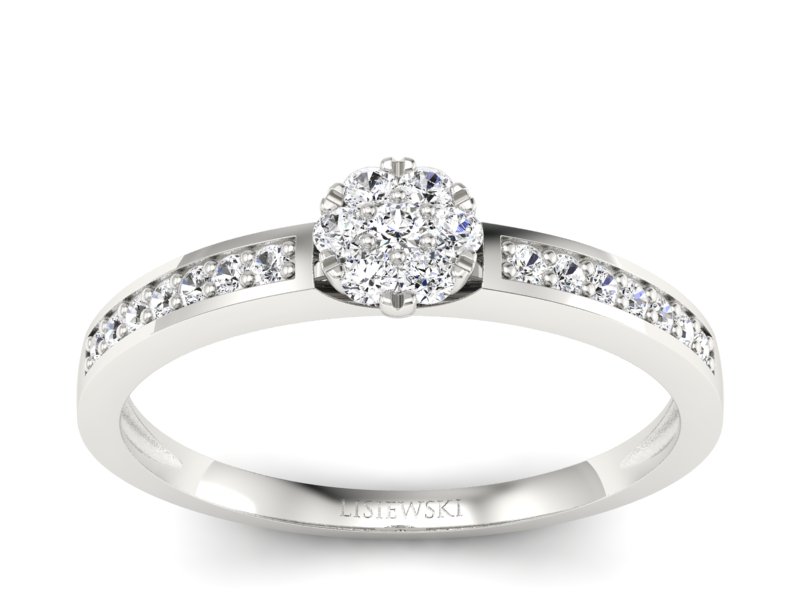 Złoty pierścionek z brylantami białe złoto - p16114b - 1