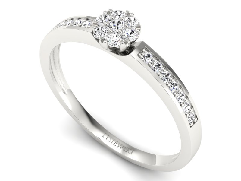 Złoty pierścionek z brylantami białe złoto - p16114b - 3