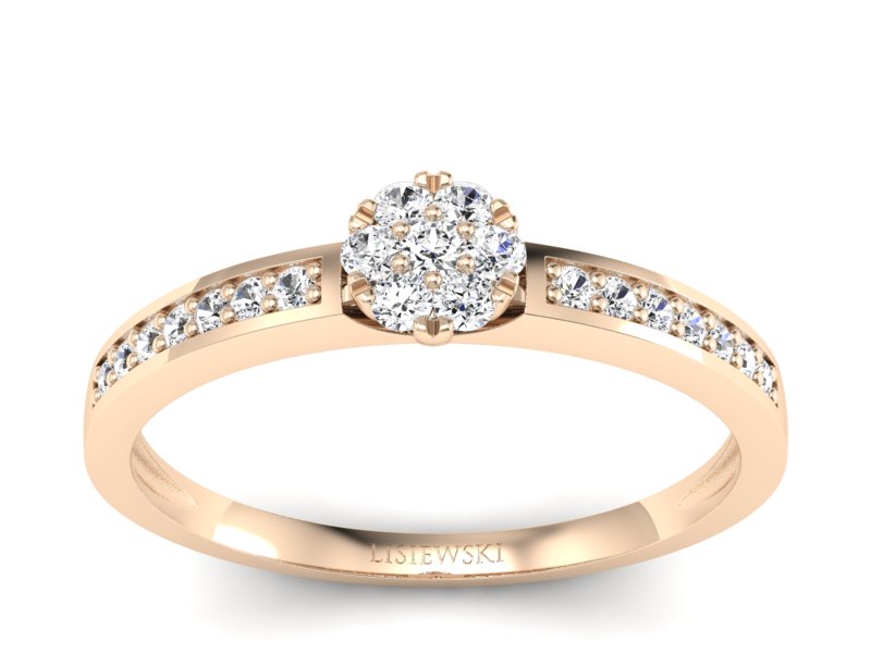 Złoty pierścionek z brylantami różowe złoto - p16114c - 1