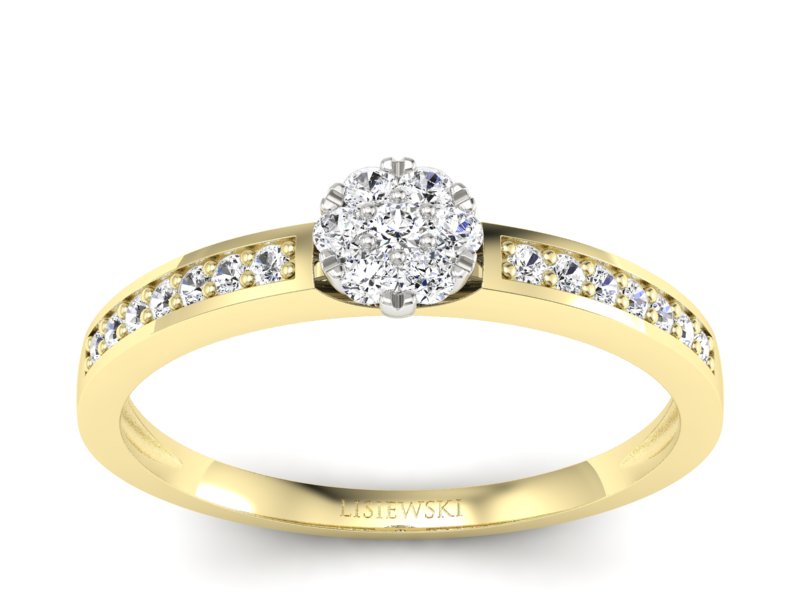 Pierścionek z diamentami żółte i białe złoto - p16114zb - 1