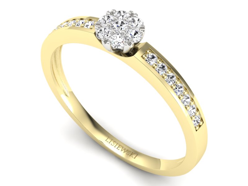 Pierścionek z diamentami żółte i białe złoto - p16114zb - 3