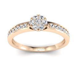 Złoty Pierścionek z brylantami różowe złoto 585 - p16115c