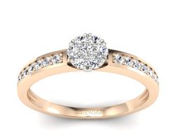 Pierścionek z brylantami białe różowe złoto - p16115cb