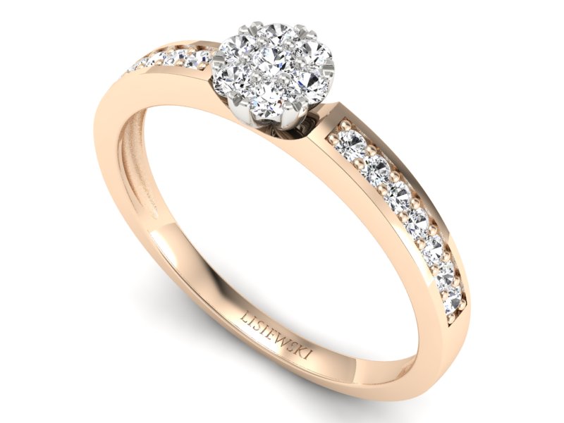 Pierścionek z brylantami białe różowe złoto - p16115cb - 3