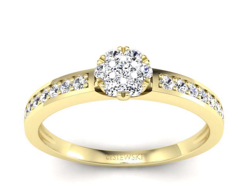 Złoty Pierścionek z brylantami żółte złoto 585 - p16115z - 1