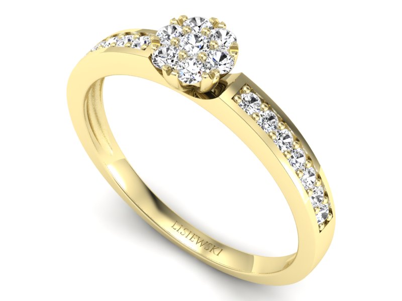 Złoty Pierścionek z brylantami żółte złoto 585 - p16115z - 3