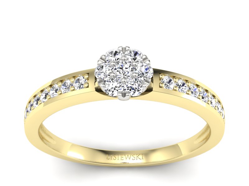 Złoty Pierścionek zaręczynowy z brylantami - p16115zb - 1