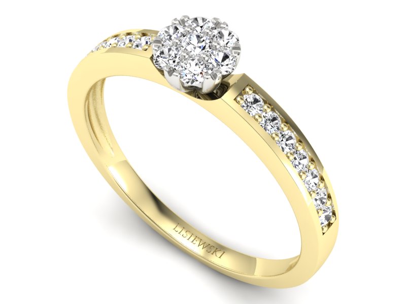 Złoty Pierścionek zaręczynowy z brylantami - p16115zb - 3