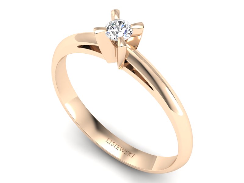 Złoty pierścionek z brylantem różowe złoto - p16116c - 3