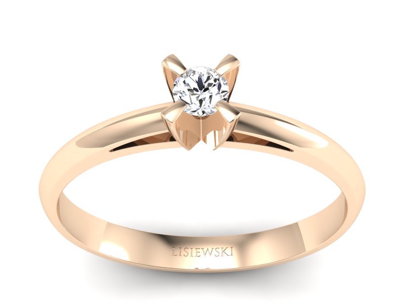 Złoty pierścionek z brylantem różowe złoto - p16116c - 1