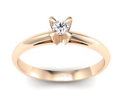 Złoty pierścionek z brylantem różowe złoto - p16116c