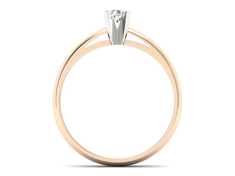 Pierścionek z brylantem różowe i białe złoto - p16116cb - 2