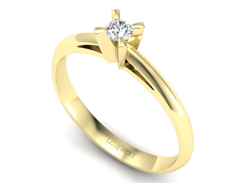 Złoty pierścionek z brylantem żółte złoto - p16116z - 3