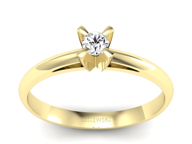 Złoty pierścionek z brylantem żółte złoto - p16116z - 1