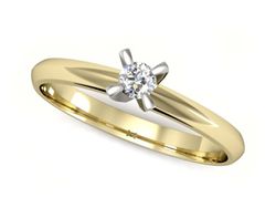 Pierścionek z diamentem żółte i białe złoto 585 - p16116zb
