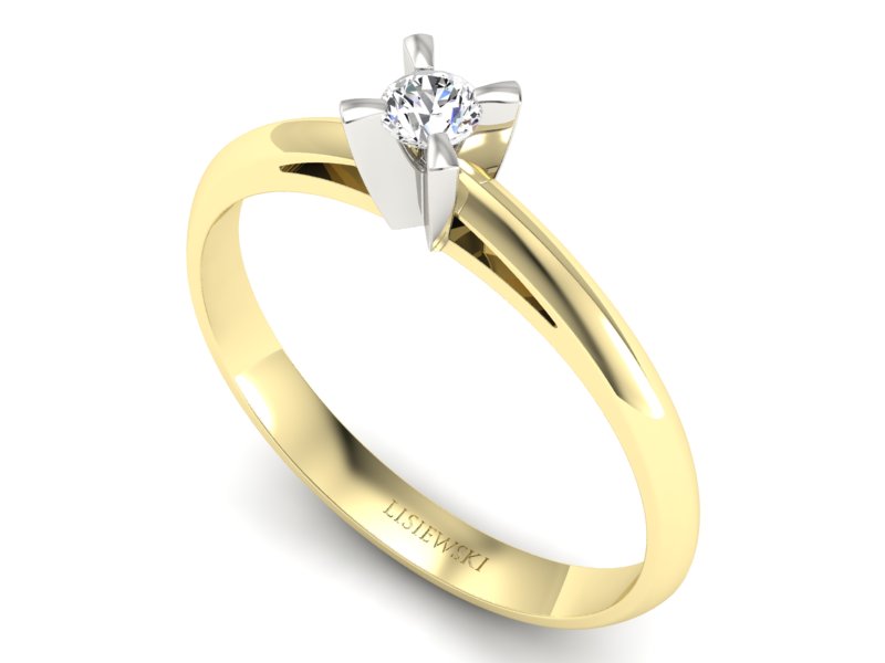 Pierścionek z diamentem żółte i białe złoto - p16116zb - 3