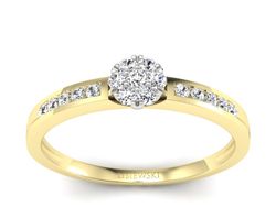 Pierścionek z diamentami żółte i białe złoto 585 - p16117zb