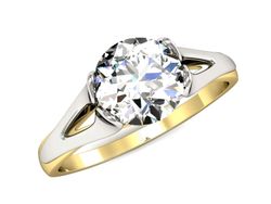 Pierścionek z diamentem żółte i białe złoto 585 - p16121zb