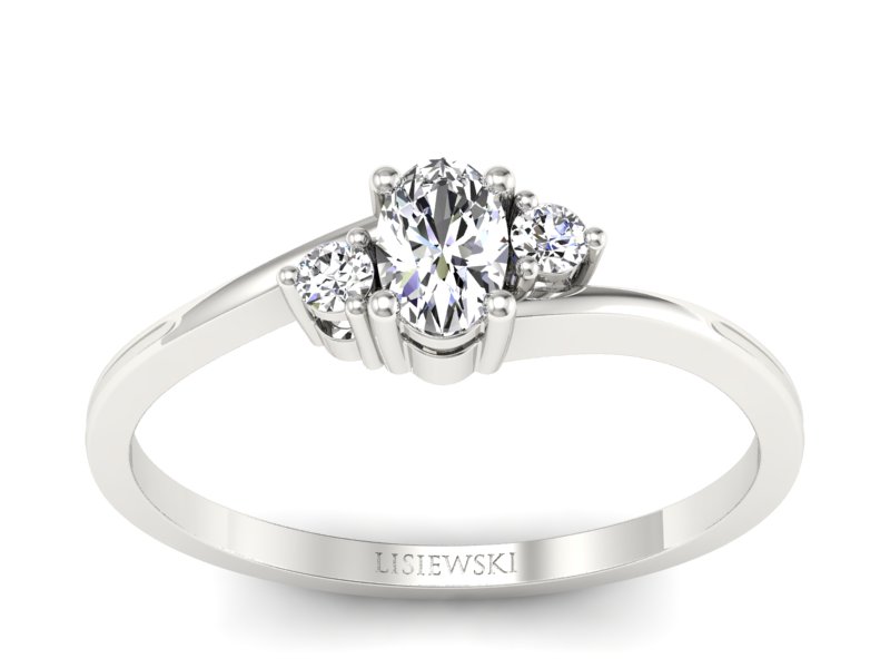 Złoty Pierścionek z diamentami białe złoto 585 - p16124b - 1