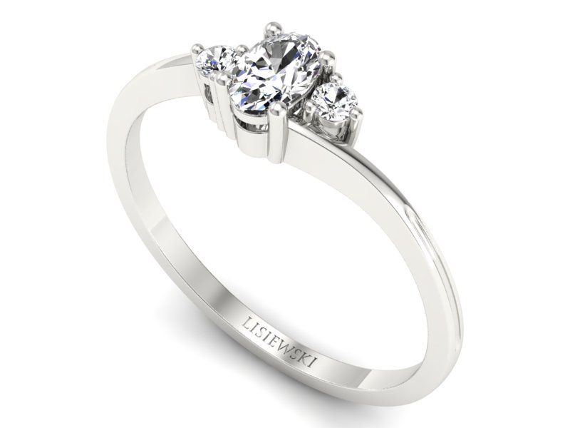 Złoty Pierścionek z diamentami białe złoto 585 - p16124b - 3