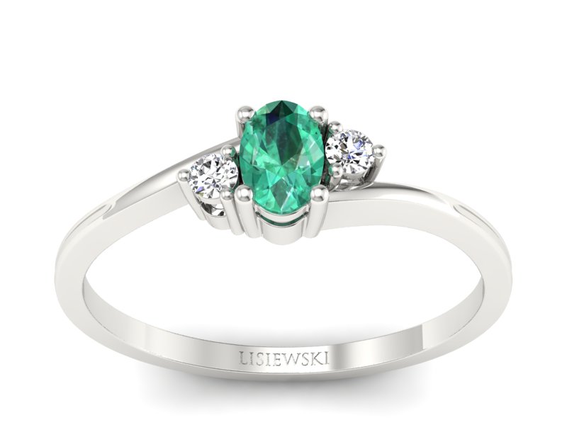 Złoty Pierścionek ze szmaragdem i brylantami - p16124bsm - 1