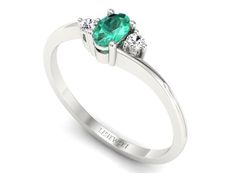 Złoty Pierścionek ze szmaragdem i brylantami - p16124bsm - 3