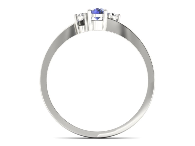 Pierścionek z tanzanitem białe złoto z brylantami - p16124bt - 2