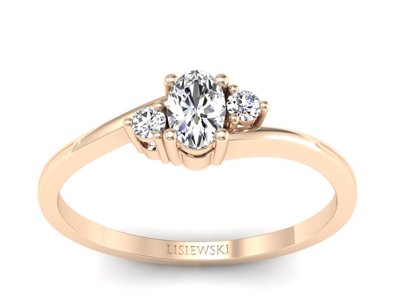 Złoty Pierścionek z diamentem z różowego złota - p16124c - 1