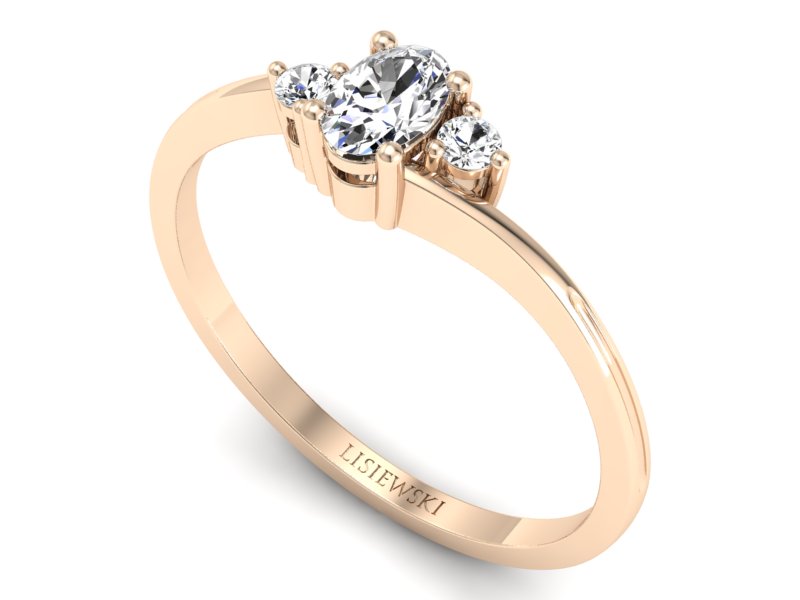 Złoty Pierścionek z diamentem z różowego złota - p16124c - 3