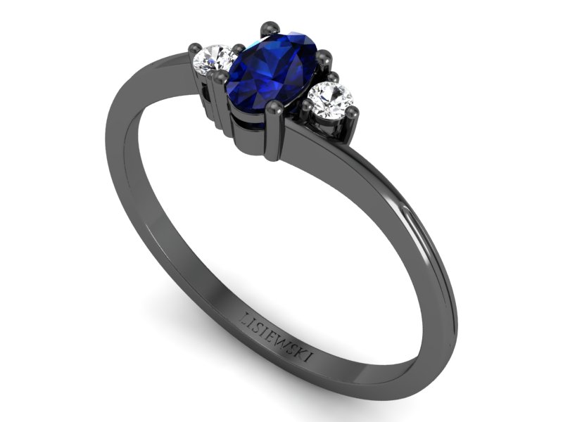 Złoty Pierścionek z szafirem i brylantami - p16124czsz - 3