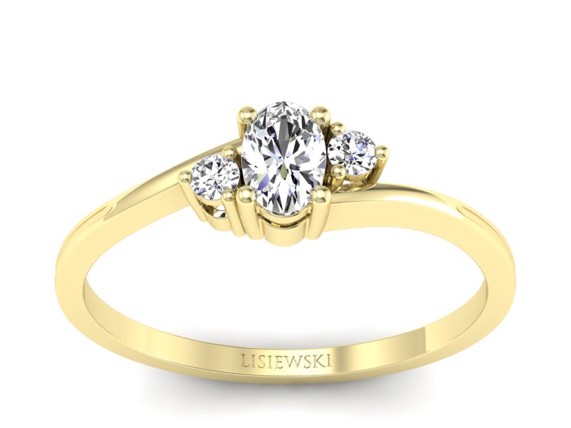 Złoty Pierścionek z diamentami żółte złoto 585 - p16124z - 1