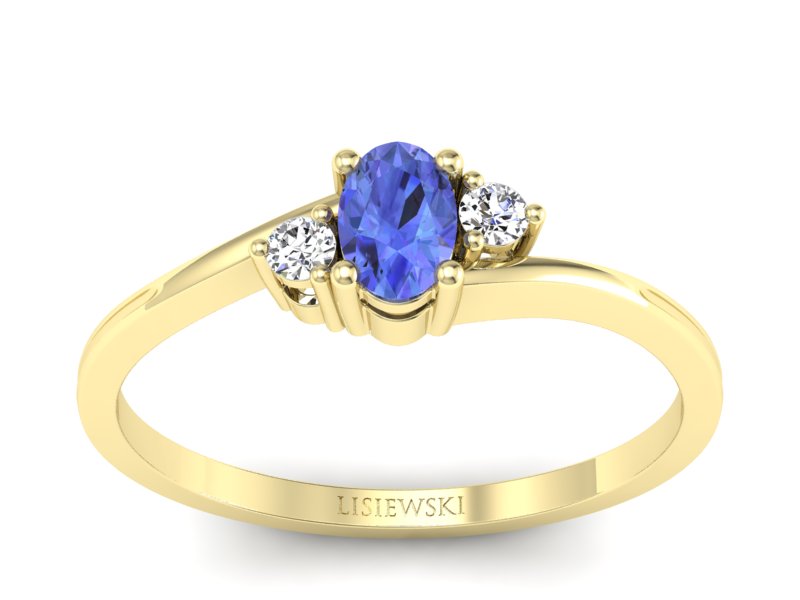 Pierścionek z topazem i diamentami żółte złoto - p16124za - 1