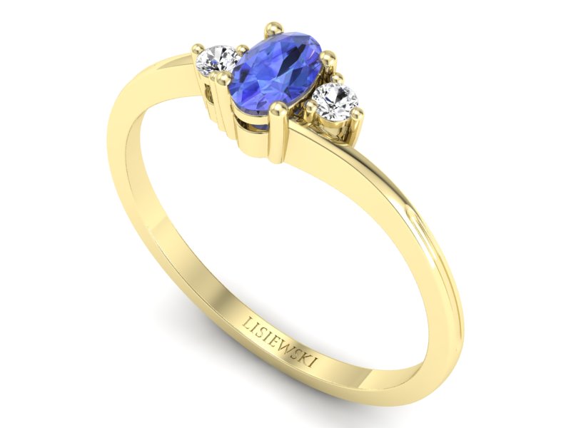 Pierścionek z topazem i diamentami żółte złoto - p16124za - 3