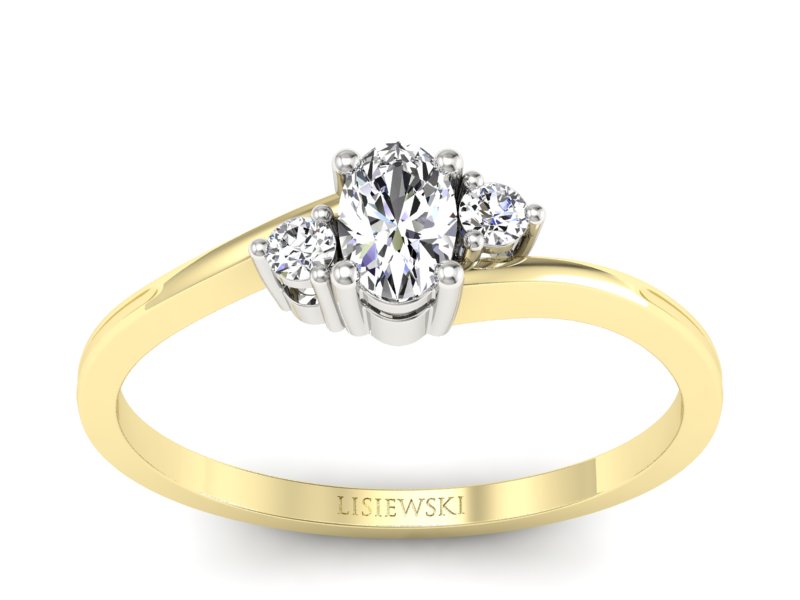 Pierścionek z diamentami białe i żółte złoto - p16124zb - 1